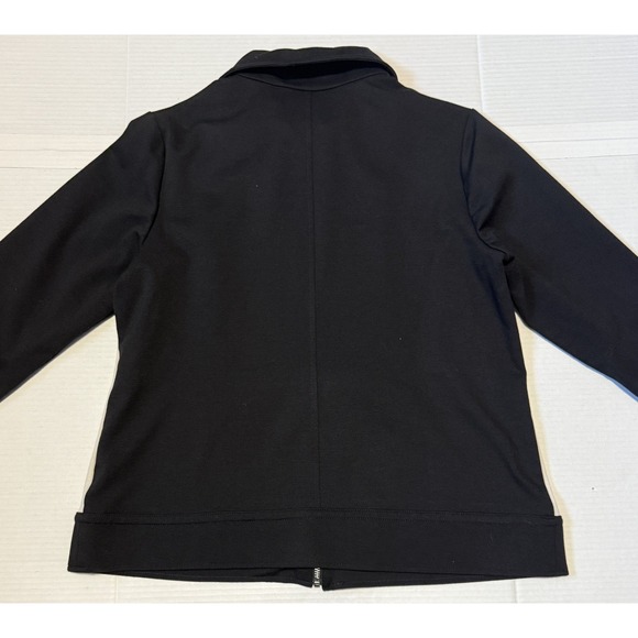 CHICOS Weekends - Women's Black White Zip Sweatshirt Jacket - Size 2 - Picture 2 of 5